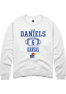 Jalon Daniels  Rally Kansas Jayhawks Mens White NIL Sport Icon Long Sleeve Crew Sweatshirt
