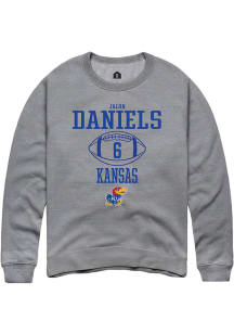 Jalon Daniels  Rally Kansas Jayhawks Mens Grey NIL Sport Icon Long Sleeve Crew Sweatshirt