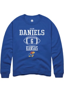 Jalon Daniels  Rally Kansas Jayhawks Mens Blue NIL Sport Icon Long Sleeve Crew Sweatshirt