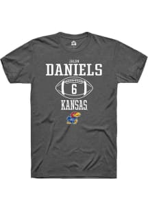 Jalon Daniels  Kansas Jayhawks Dark Grey Rally NIL Sport Icon Short Sleeve T Shirt