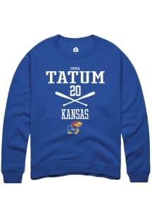 Emma Tatum  Rally Kansas Jayhawks Mens Blue NIL Sport Icon Long Sleeve Crew Sweatshirt