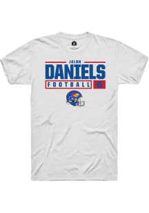Jalon Daniels  Kansas Jayhawks White Rally NIL Stacked Box Short Sleeve T Shirt
