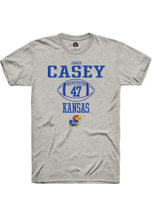 Jared Casey  Kansas Jayhawks Grey Rally NIL Sport Icon Short Sleeve T Shirt