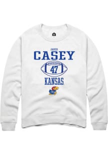 Jared Casey  Rally Kansas Jayhawks Mens White NIL Sport Icon Long Sleeve Crew Sweatshirt