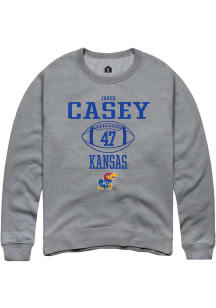 Jared Casey  Rally Kansas Jayhawks Mens Grey NIL Sport Icon Long Sleeve Crew Sweatshirt