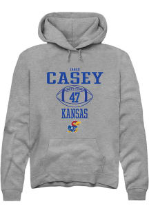 Jared Casey  Rally Kansas Jayhawks Mens Grey NIL Sport Icon Long Sleeve Hoodie