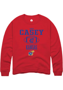Jared Casey  Rally Kansas Jayhawks Mens Red NIL Sport Icon Long Sleeve Crew Sweatshirt