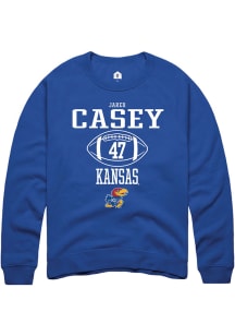 Jared Casey  Rally Kansas Jayhawks Mens Blue NIL Sport Icon Long Sleeve Crew Sweatshirt