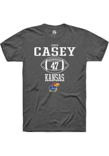 Jared Casey  Kansas Jayhawks Dark Grey Rally NIL Sport Icon Short Sleeve T Shirt