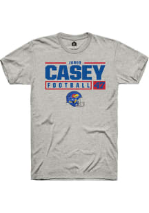 Jared Casey  Kansas Jayhawks Grey Rally NIL Stacked Box Short Sleeve T Shirt