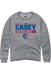 Jared Casey  Rally Kansas Jayhawks Mens Grey NIL Stacked Box Long Sleeve Crew Sweatshirt