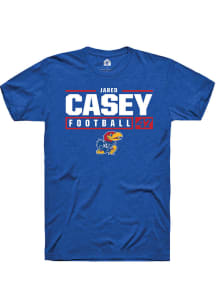 Jared Casey  Kansas Jayhawks Blue Rally NIL Stacked Box Short Sleeve T Shirt