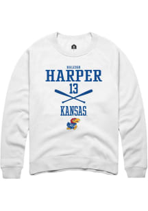 Haleigh Harper  Rally Kansas Jayhawks Mens White NIL Sport Icon Long Sleeve Crew Sweatshirt