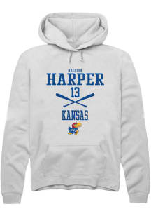 Haleigh Harper  Rally Kansas Jayhawks Mens White NIL Sport Icon Long Sleeve Hoodie