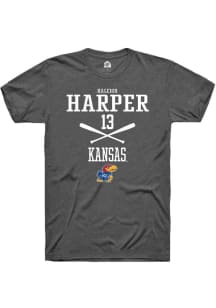 Haleigh Harper  Kansas Jayhawks Dark Grey Rally NIL Sport Icon Short Sleeve T Shirt