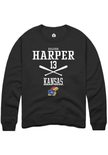 Haleigh Harper  Rally Kansas Jayhawks Mens Black NIL Sport Icon Long Sleeve Crew Sweatshirt