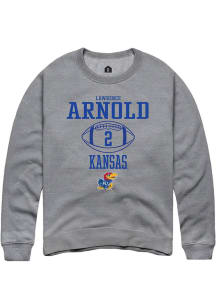 Lawrence Arnold  Rally Kansas Jayhawks Mens Graphite NIL Sport Icon Long Sleeve Crew Sweatshirt