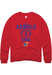 Lawrence Arnold  Rally Kansas Jayhawks Mens Red NIL Sport Icon Long Sleeve Crew Sweatshirt