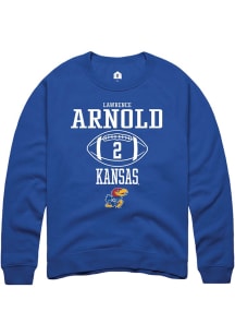 Lawrence Arnold  Rally Kansas Jayhawks Mens Blue NIL Sport Icon Long Sleeve Crew Sweatshirt