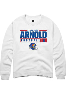 Lawrence Arnold  Rally Kansas Jayhawks Mens White NIL Stacked Box Long Sleeve Crew Sweatshirt