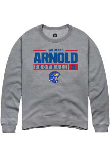 Lawrence Arnold  Rally Kansas Jayhawks Mens Graphite NIL Stacked Box Long Sleeve Crew Sweatshirt