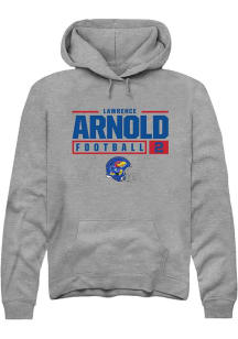 Lawrence Arnold  Rally Kansas Jayhawks Mens Graphite NIL Stacked Box Long Sleeve Hoodie