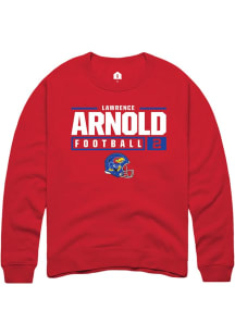 Lawrence Arnold  Rally Kansas Jayhawks Mens Red NIL Stacked Box Long Sleeve Crew Sweatshirt