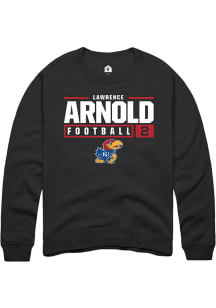 Lawrence Arnold  Rally Kansas Jayhawks Mens Black NIL Stacked Box Long Sleeve Crew Sweatshirt