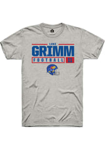 Luke Grimm  Kansas Jayhawks Ash Rally NIL Stacked Box Short Sleeve T Shirt
