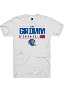 Luke Grimm  Kansas Jayhawks White Rally NIL Stacked Box Short Sleeve T Shirt