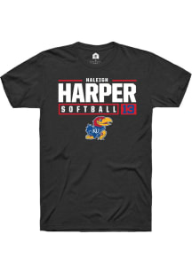 Haleigh Harper  Kansas Jayhawks Black Rally NIL Stacked Box Short Sleeve T Shirt
