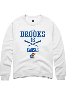 Katie Brooks  Rally Kansas Jayhawks Mens White NIL Sport Icon Long Sleeve Crew Sweatshirt