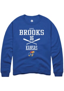 Katie Brooks  Rally Kansas Jayhawks Mens Blue NIL Sport Icon Long Sleeve Crew Sweatshirt