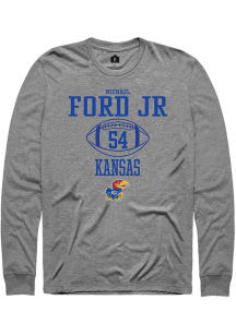 Michael Ford Jr.  Kansas Jayhawks Grey Rally NIL Sport Icon Long Sleeve T Shirt
