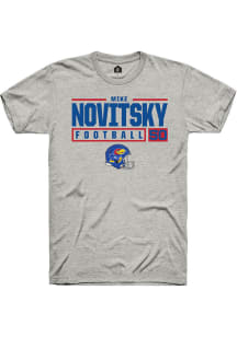 Mike Novitsky  Kansas Jayhawks Ash Rally NIL Stacked Box Short Sleeve T Shirt