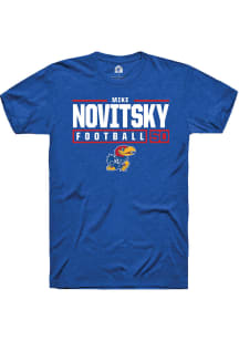 Mike Novitsky  Kansas Jayhawks Blue Rally NIL Stacked Box Short Sleeve T Shirt