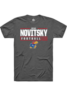 Mike Novitsky  Kansas Jayhawks Dark Grey Rally NIL Stacked Box Short Sleeve T Shirt