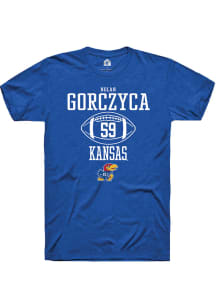 Nolan Gorczyca  Kansas Jayhawks Blue Rally NIL Sport Icon Short Sleeve T Shirt