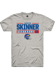 Quentin Skinner  Kansas Jayhawks Ash Rally NIL Stacked Box Short Sleeve T Shirt