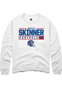 Quentin Skinner  Rally Kansas Jayhawks Mens White NIL Stacked Box Long Sleeve Crew Sweatshirt