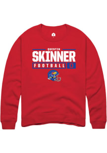 Quentin Skinner  Rally Kansas Jayhawks Mens Red NIL Stacked Box Long Sleeve Crew Sweatshirt