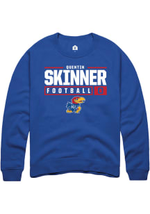 Quentin Skinner  Rally Kansas Jayhawks Mens Blue NIL Stacked Box Long Sleeve Crew Sweatshirt