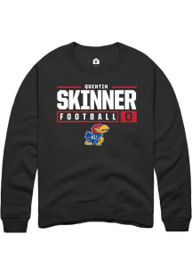 Quentin Skinner  Rally Kansas Jayhawks Mens Black NIL Stacked Box Long Sleeve Crew Sweatshirt