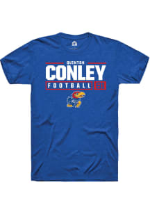 Quinton Conley  Kansas Jayhawks Blue Rally NIL Stacked Box Short Sleeve T Shirt