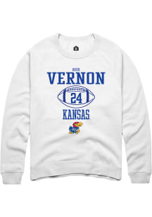 Reis Vernon  Rally Kansas Jayhawks Mens White NIL Sport Icon Long Sleeve Crew Sweatshirt