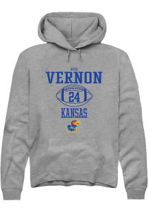 Reis Vernon  Rally Kansas Jayhawks Mens Grey NIL Sport Icon Long Sleeve Hoodie