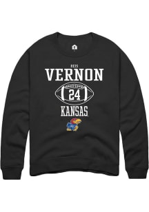 Reis Vernon  Rally Kansas Jayhawks Mens Black NIL Sport Icon Long Sleeve Crew Sweatshirt