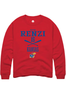 Peyton Renzi  Rally Kansas Jayhawks Mens Red NIL Sport Icon Long Sleeve Crew Sweatshirt