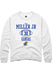 Rich Miller  Rally Kansas Jayhawks Mens White NIL Sport Icon Long Sleeve Crew Sweatshirt