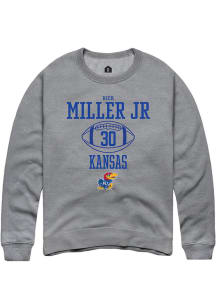 Rich Miller  Rally Kansas Jayhawks Mens Grey NIL Sport Icon Long Sleeve Crew Sweatshirt